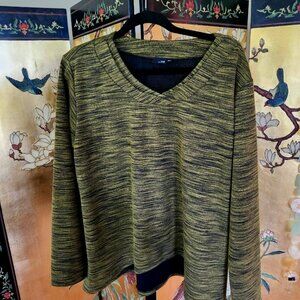 Lisa Bayne Stretch Knit V-neck  long sleeve tunic XL
